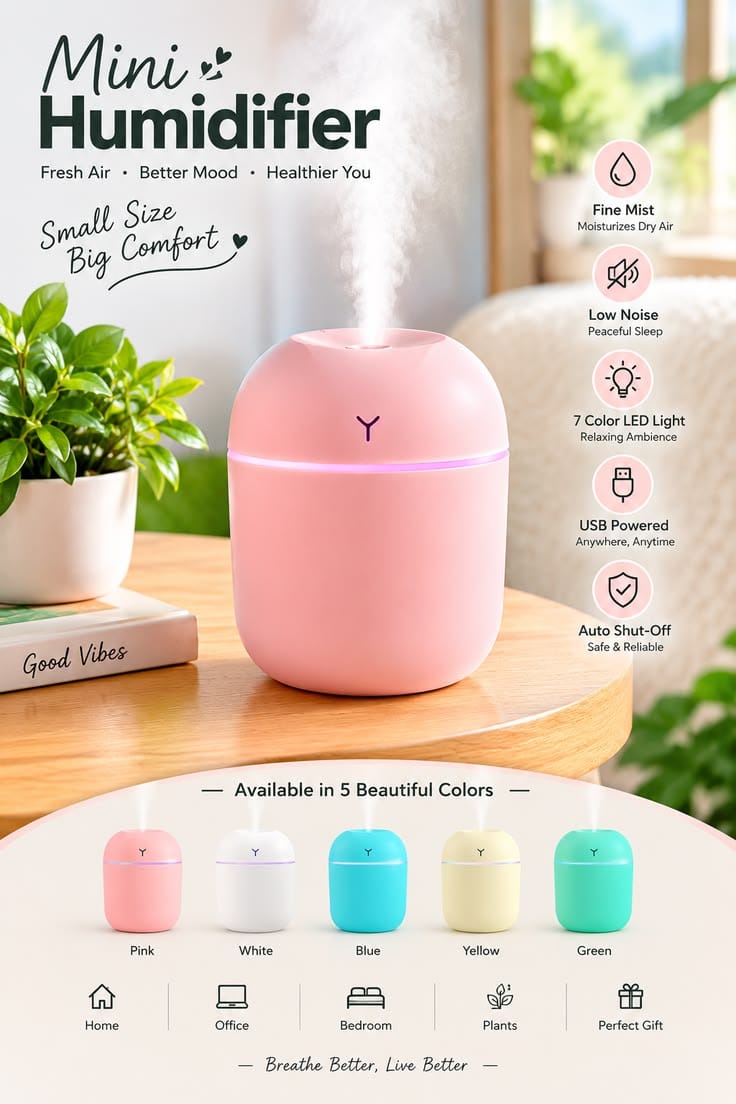 Mini USB Humidifier – Portable Silent Mist