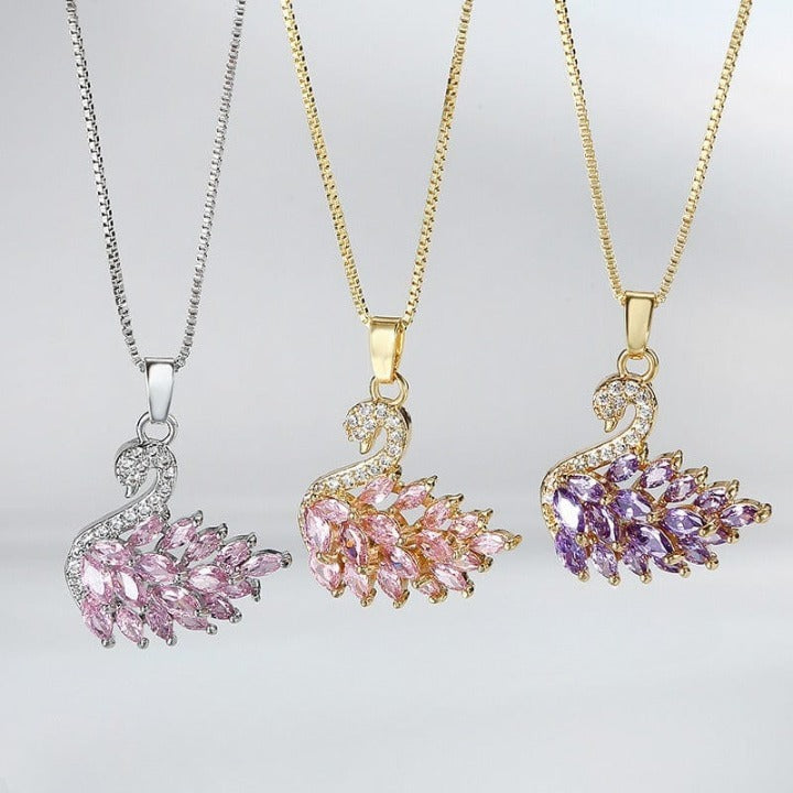 Swan Zircon Necklace - Jewelry Product Designed For Personal Style And Daily Fashion Routine - Golden Pink